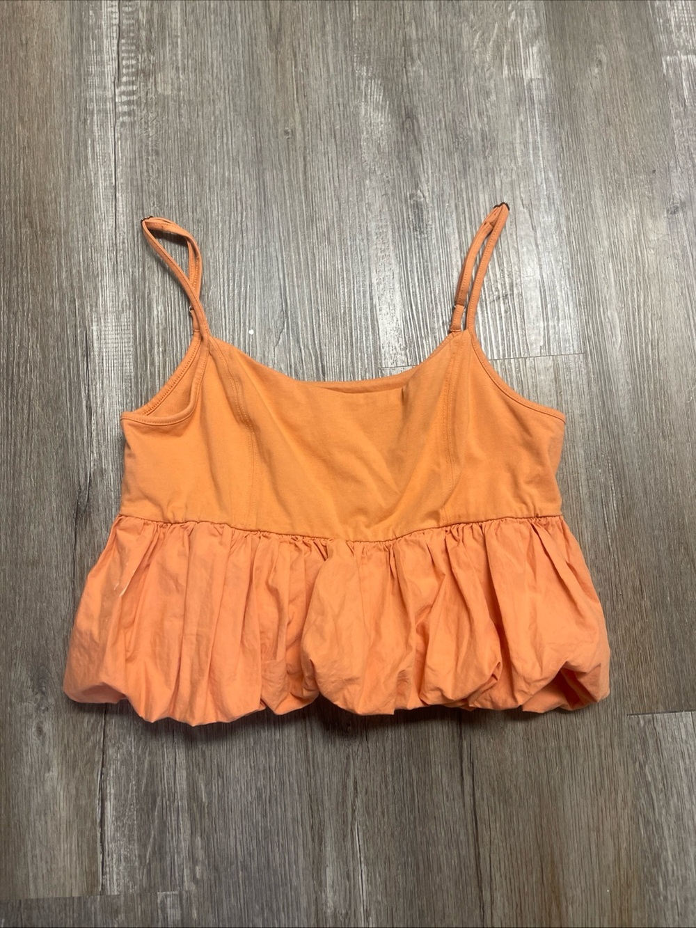 Maeve Anthropologie Womens Medium Orange Bubble Hem Crop Top Peplum Cami